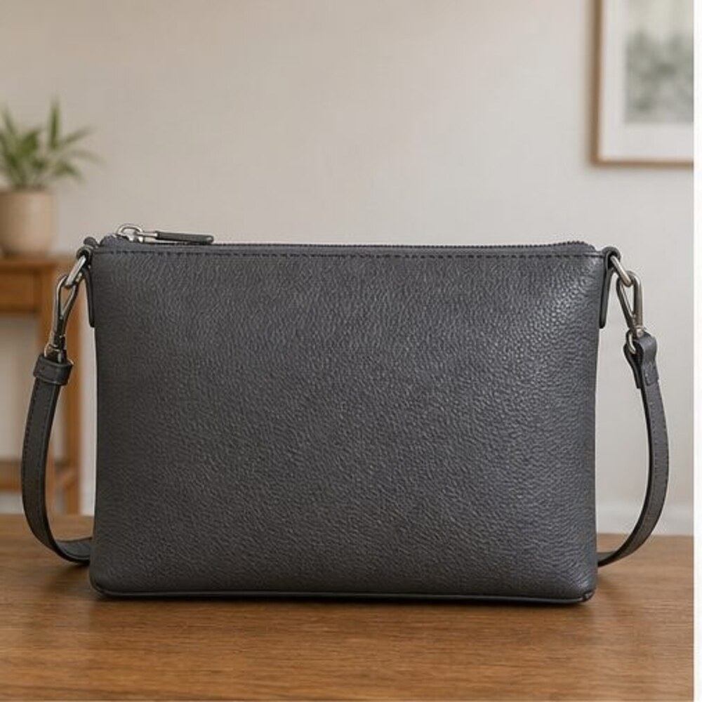 Charcoal Pebbled Crossbody Bag